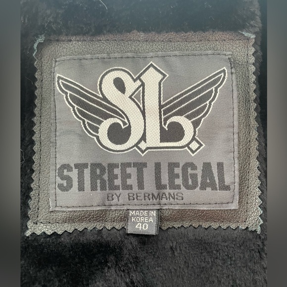 Vintage Bermans Street Legal Black Leather Motorcycle Jacket W/Liner, Size 40 - Picture 7 of 9